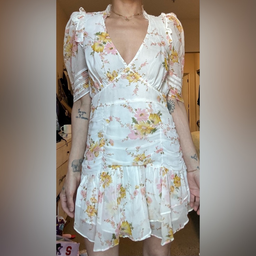 LoveShackFancy Arlo Dress floral Silk Mini dress SIZE 2